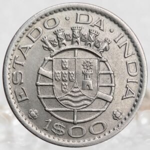 Portuguese India 1 Escudo Nickel Brass Coin Estado da India Republica Portuguesa Colonial Issue