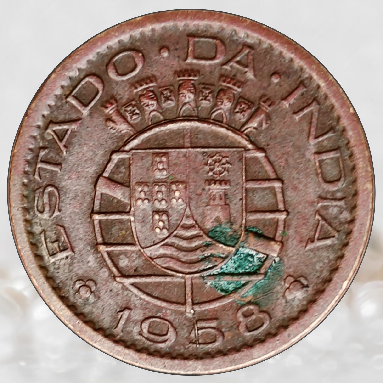 Portuguese India 10 Centavos Bronze Coin Estado da India Republica Portuguesa Colonial Issue (1)