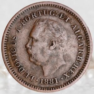 Portuguese India ⅛ Tanga - Louis I Calcutta Mint 1881 AD Copper Coin