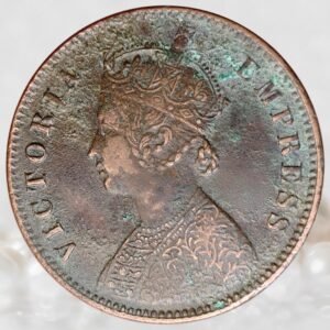 Queen Victoria ¼ Anna British India 1893 Copper Coin Natural Green Patina Condition