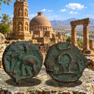 Shunga Kingdom Cast Copper Kakani 187-75 BCE with Elephant Portrait